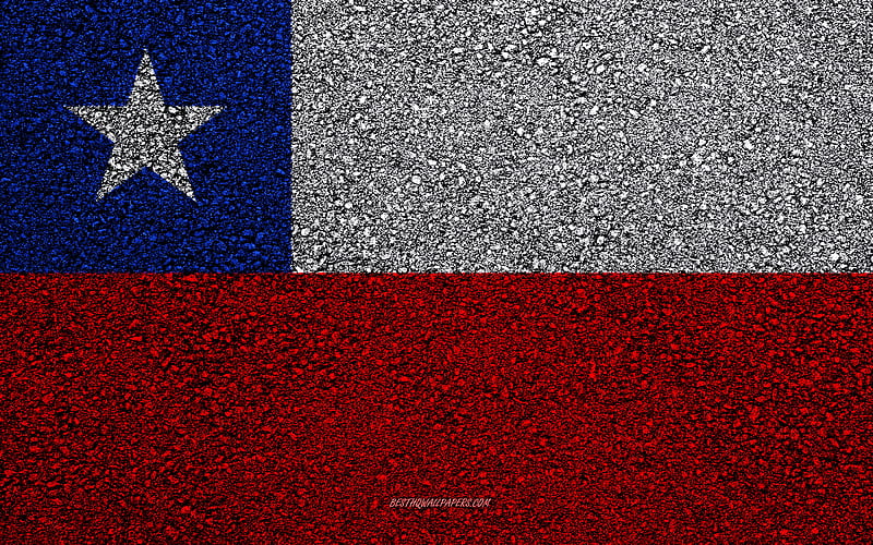 Flag of Chile, asphalt texture, flag on asphalt, Chile flag, South America, Chile, flags of South America countries, HD wallpaper