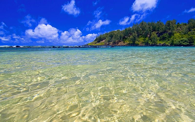 Hawaii-blue-green sea water, HD wallpaper