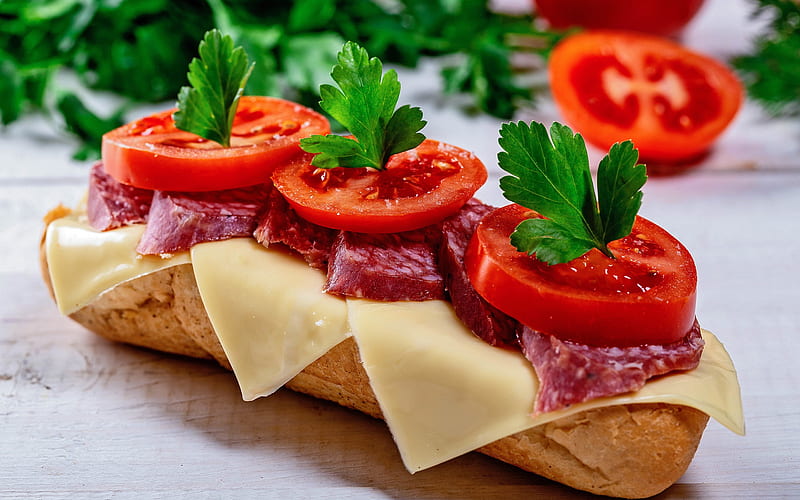 Food, Sandwich, Cheese, Tomato, HD wallpaper
