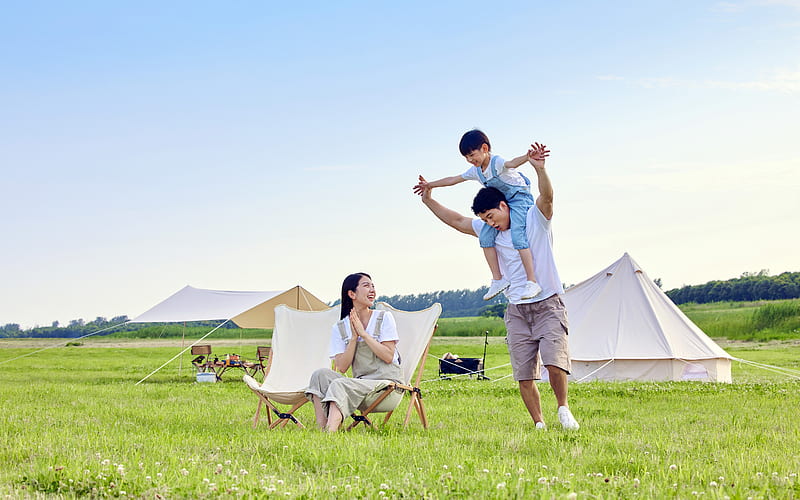 Happy family Outdoor Camping 2021 Summer, HD wallpaper