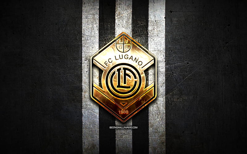 FC Lugano, Swiss football club, Swiss Super League, silver logo, gray  carbon fiber background, HD wallpaper