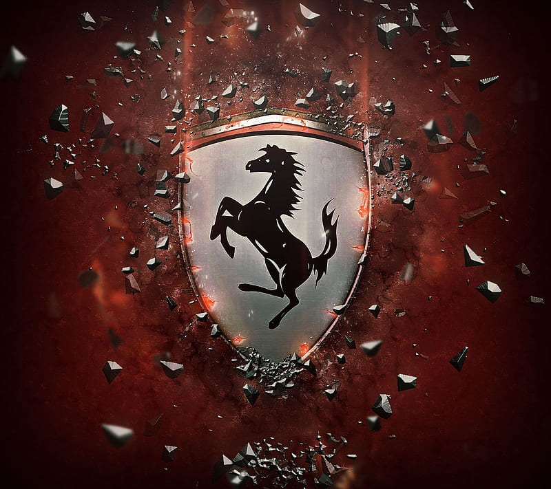 Ferrari, auto, car, emblem, horse, logo, HD wallpaper