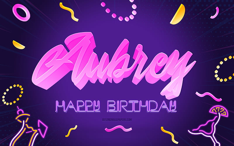 Happy Birtay Aubrey Purple Party Background, Aubrey, creative art, Happy Aubrey birtay, Aubrey name, Aubrey Birtay, Birtay Party Background, HD wallpaper