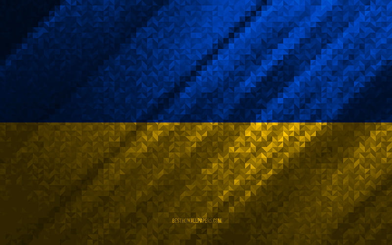 Flag of Ukraine, multicolored abstraction, Ukraine mosaic flag, Ukraine, mosaic art, Ukraine flag, HD wallpaper