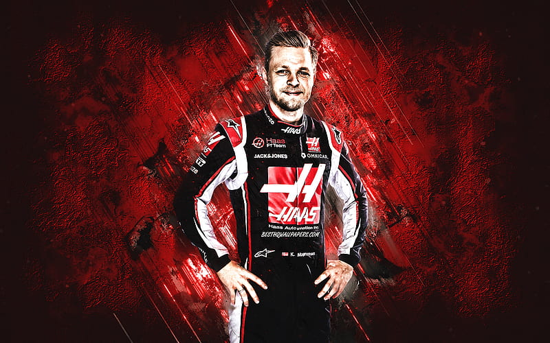 Kevin Magnussen, Haas F1 Team, Danish race car driver, portrait, Formula 1, red stone background, F1, racing, HD wallpaper