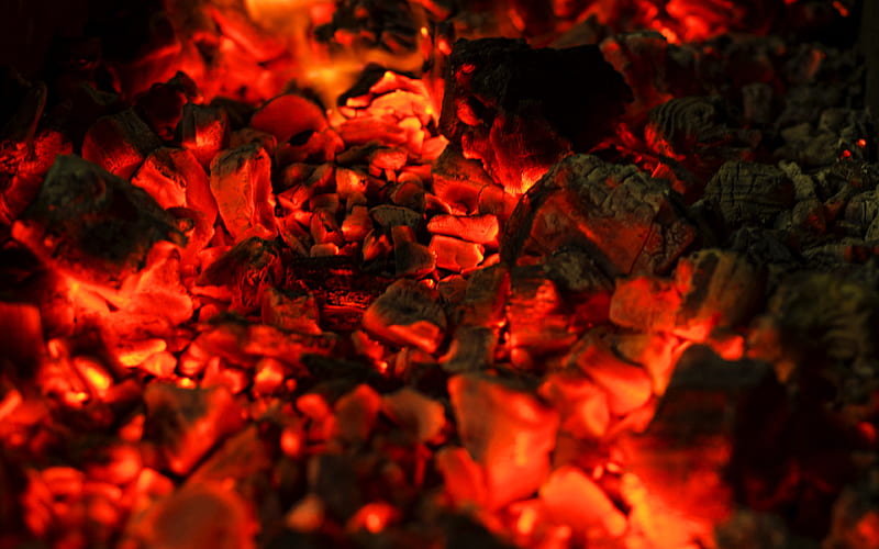 smoldering charcoal fire textures, charcoal textures, fireplace, fire backgrounds, charcoal, HD wallpaper