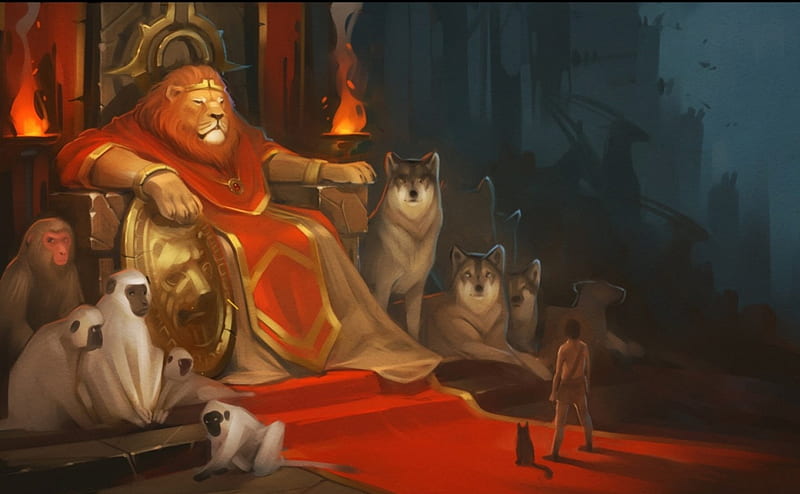 https://w0.peakpx.com/wallpaper/298/507/HD-wallpaper-the-king-king-art-orange-lion-animal-monkey-fantasy-throne-wolf.jpg