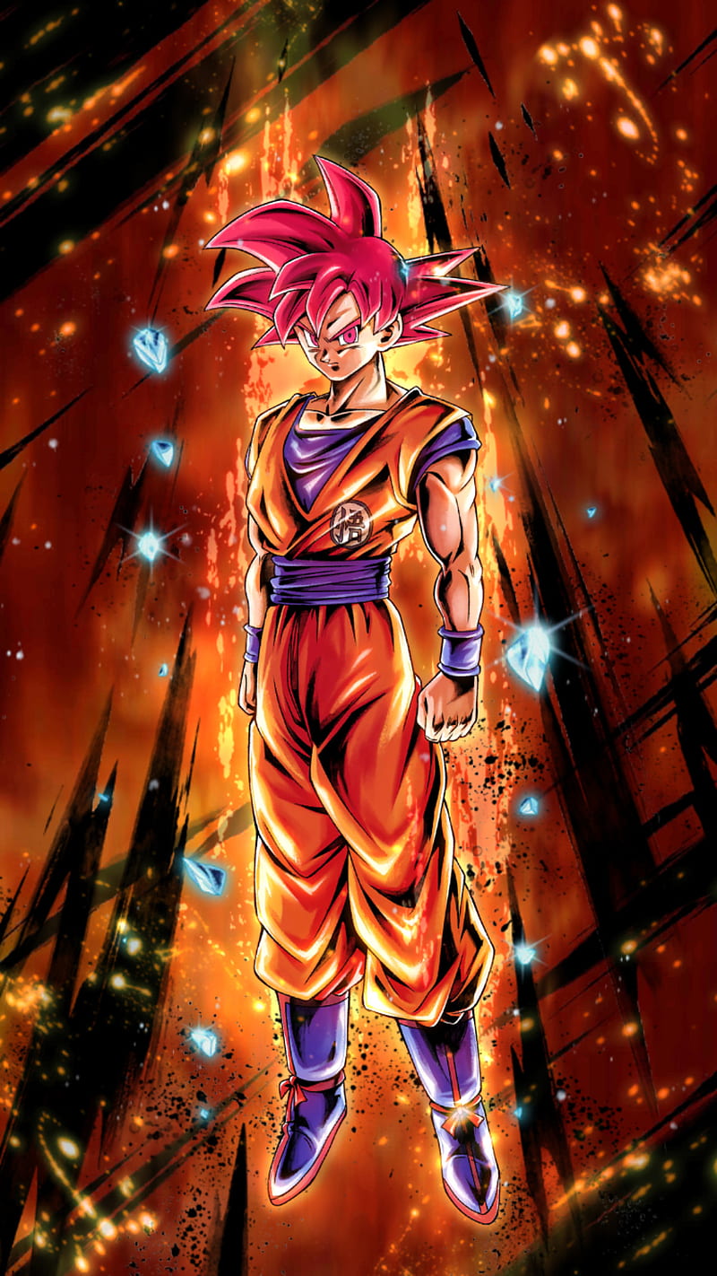 Goku Super Sayan God, ball, goku anime dragon ball z, red, ultra, HD phone wallpaper