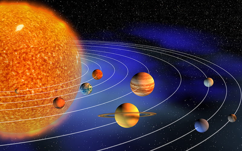 Solar system, planetary series, planets of solar system, Sun, the Earth, Mars, Venus, Jupiter, Pluto, Mercury, Saturn, Uranus, Neptune, HD wallpaper