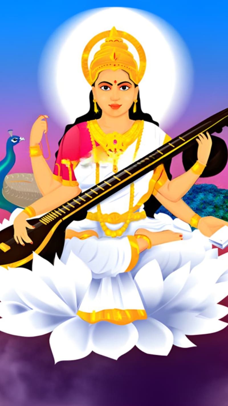 HD wallpaper saraswati illustration saraswati thakur art work goddess