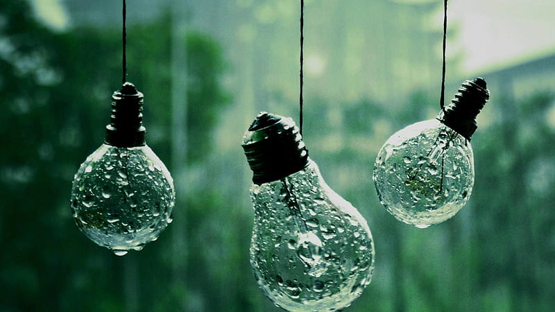 Transparent Glass Bulbs Water Drops In Blur Background Transparent, HD wallpaper