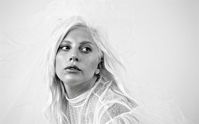 Lady Gaga, portrait, monochrome, american singer, hoot, Stefani Joanne Angelina Germanotta, HD wallpaper