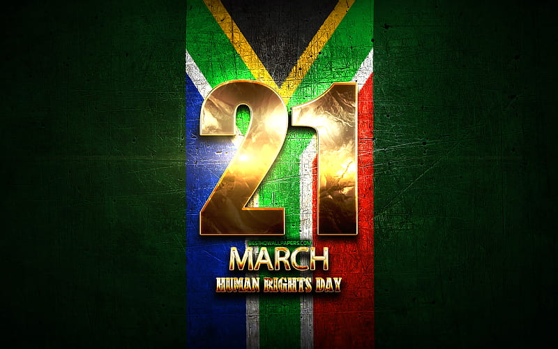 Human Rights Day, March 21, golden signs, South African national holidays, South Africa Public Holidays, South Africa, Africa, Human Rights Day of South Africa, HD wallpaper