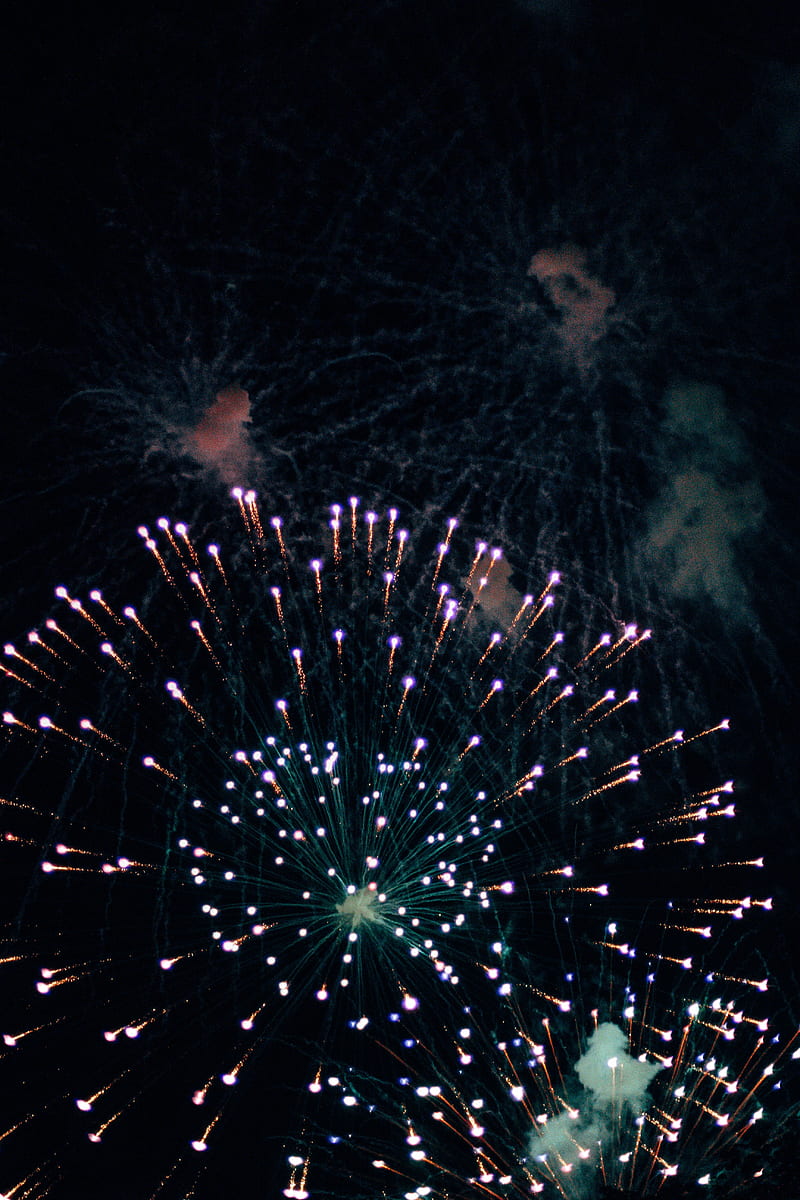 fireworks, sky, holiday, night, HD phone wallpaper
