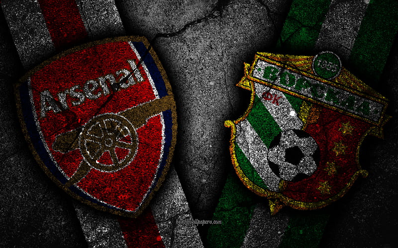 Arsenal vs Vorskla, UEFA Europa League, Group Stage, Round 1, creative, Arsenal FC, Vorskla FC, black stone, HD wallpaper