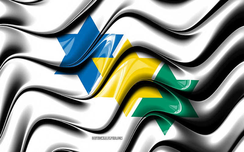 Ji-Parana Flag Cities of Brazil, South America, Flag of Ji-Parana, 3D art, Ji-Parana, Brazilian cities, Ji-Parana 3D flag, Brazil, HD wallpaper