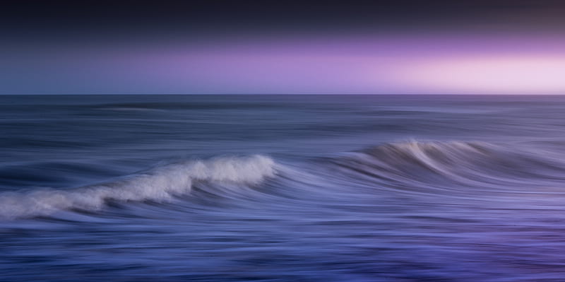 Purple Ocean, waves, ocean, purple, nature, HD wallpaper