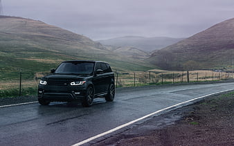 Land Rover, Range Rover Sport, 2017, black luxury SUV, tuning, UK, Avant Garde Wheels, HD wallpaper