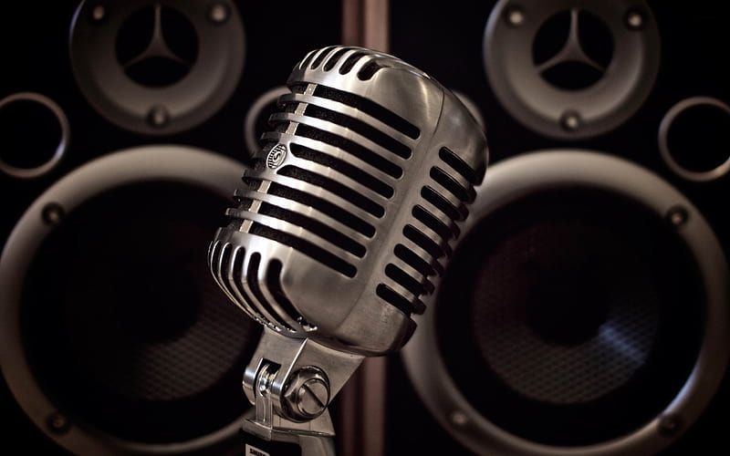 microphone and monitors-music theme, HD wallpaper