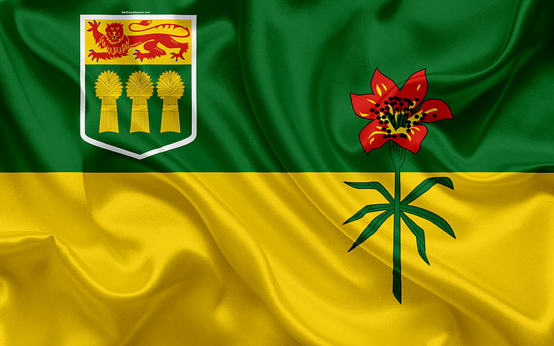 Flag of Saskatchewan, Canada province, Saskatchewan, silk flag, Canadian symbols, HD wallpaper