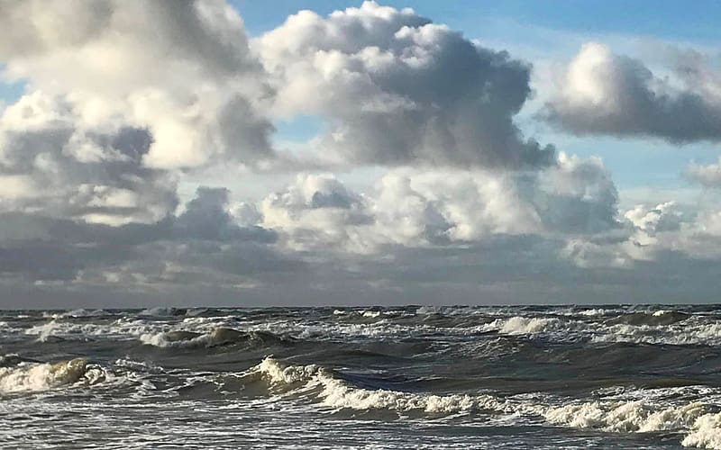 Wavy Baltic Sea, Latvia, Baltic, sea, waves, clouds, HD wallpaper
