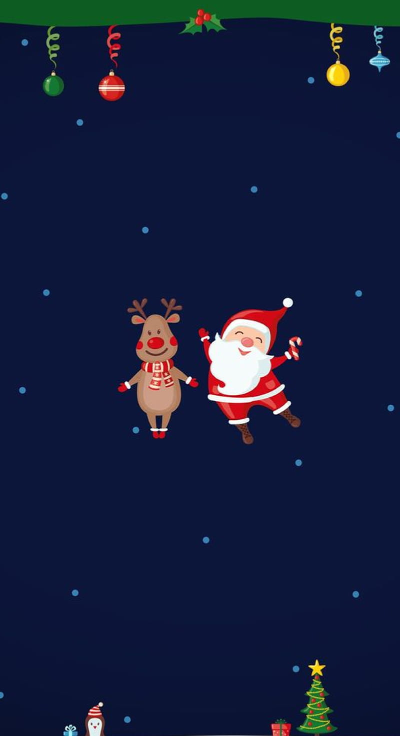 Cute Reindeer  Santa Blue Wallpaper for iPhone  Phone  Idea Wallpapers   iPhone WallpapersColor Schemes