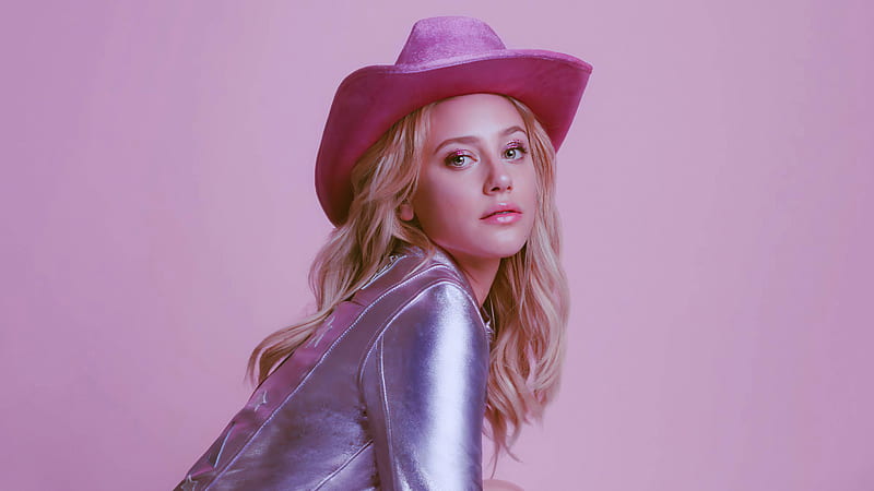 Actress American Blonde Girl Lili Reinhart Is Wearing Shiny Dress And ...