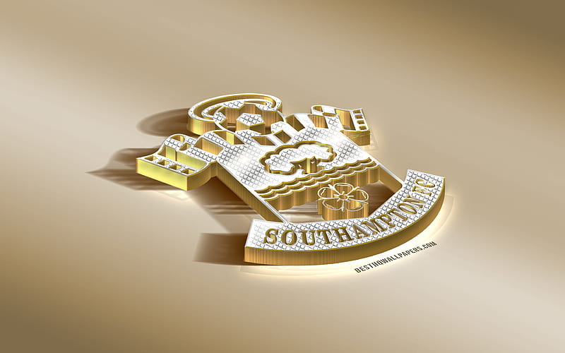 Southampton FC, English football club, golden silver logo, Southampton, England, Premier League, 3d golden emblem, creative 3d art, football, United Kingdom, HD wallpaper