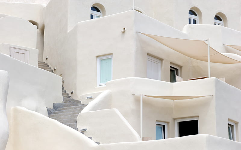 Santorini Architecture, architecture, cliff side, houses, bonito, que, white, HD wallpaper