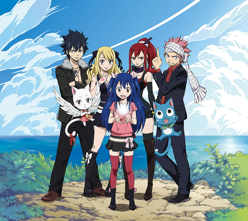 Fairy Tail, charles, erza, gray, happy, lucy, natsu, wendy, HD wallpaper