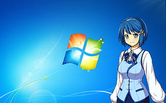 OS-tan Windows XP Operating Systems, Anime, black Hair, computer, windows  png