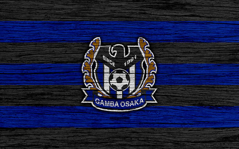 Gamba Osaka emblem, J-League, wooden texture, japan, Gamba Osaka FC, soccer, football club, logo, FC Gamba Osaka, HD wallpaper