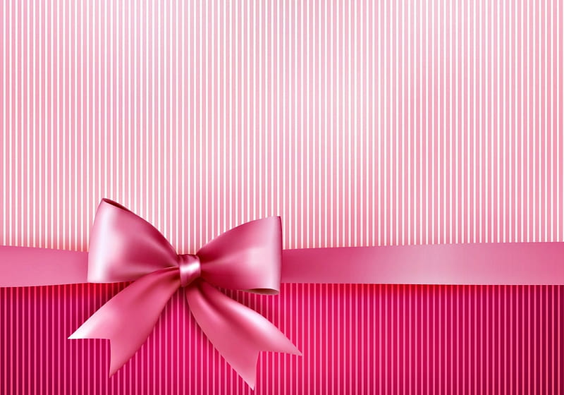 gift, stripes, ribbon, texture, bow, gift, pink, HD wallpaper