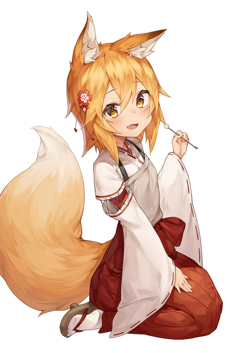Sewayaki kitsune no senko-san, miko, animal ears, tail, japanese clothes,  senko, HD phone wallpaper