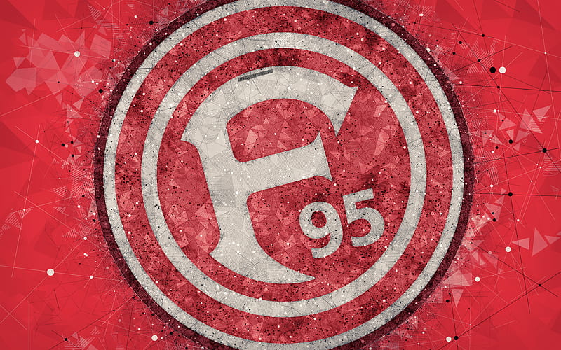 Fortuna Dusseldorf FC German football club, creative logo, geometric art, emblem, Dusseldorf, Germany, football, 2 Bundesliga, red abstract background, creative art, HD wallpaper