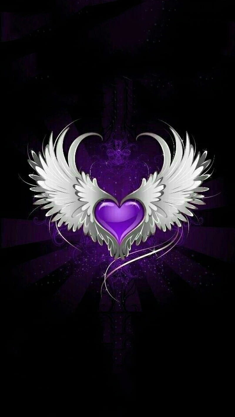 Wallpaper Purple Heart With Red Light, Background - Download Free Image