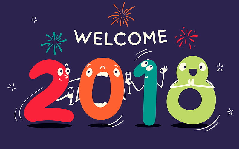 Happy New Year 2018, art, Welcome 2018 Year, creative, New Year 2018, xmas, Christmas, HD wallpaper