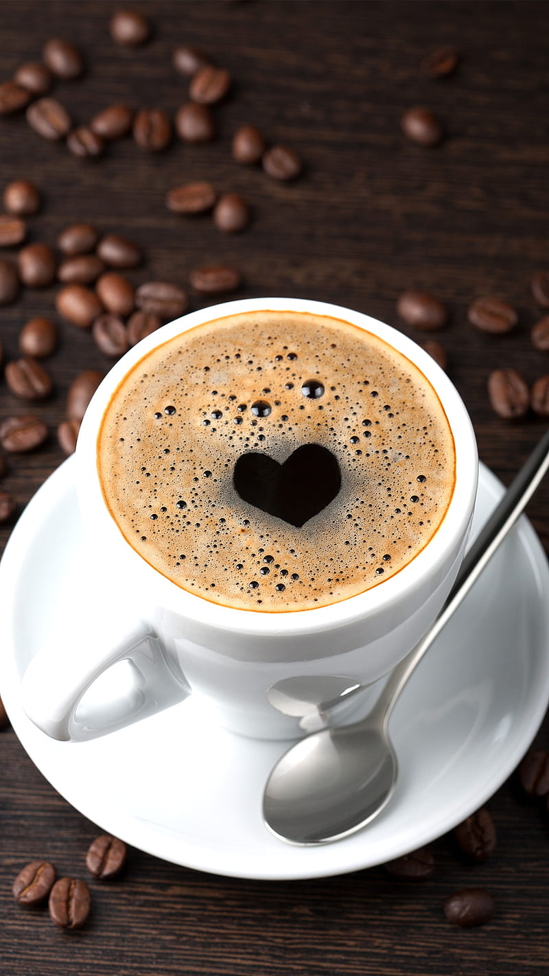Coffee, coffee beans, heart, ove, HD phone wallpaper