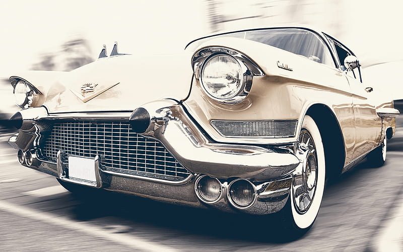 Cadillac Eldorado, 1958 cars, retro cars, old Eldorado, parking, Cadillac, HD wallpaper