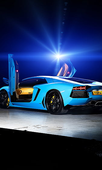 Azul, coche deportivo, lamborghini aventador, iphone 6 plus, , , 15086, azul  cielo lamborghini, Fondo de pantalla de teléfono HD | Peakpx