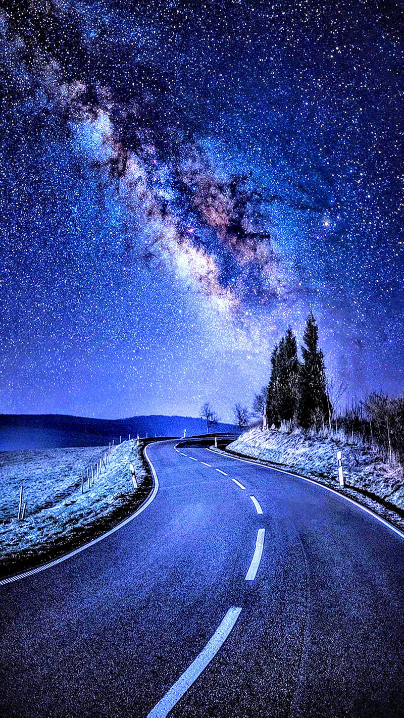 Blue, dark, landscapes, road, black, nature, winter, space, dragon, HD phone wallpaper