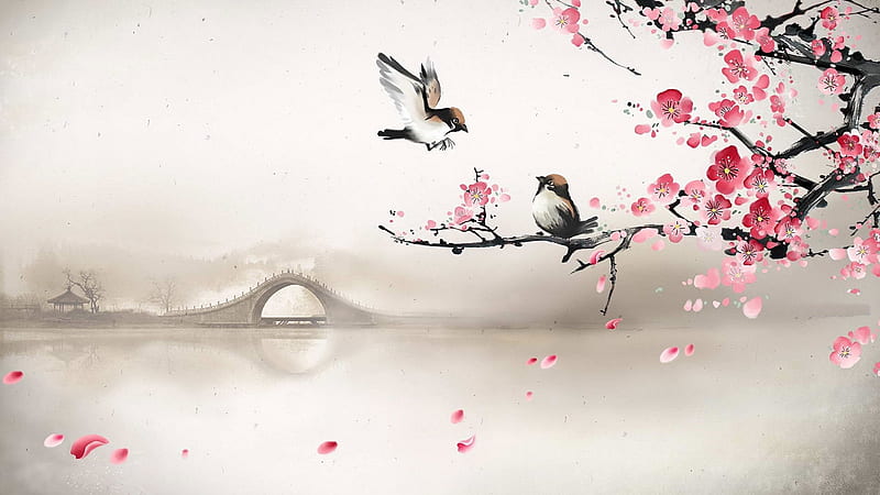 chinese painting cherry blossom