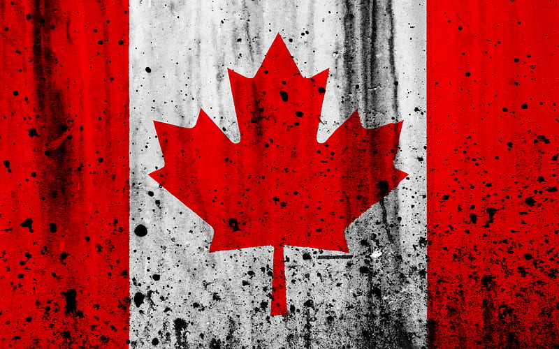 Canadian flag grunge, flag of Canada, North America, Canada, national symbols, Canada national flag, HD wallpaper