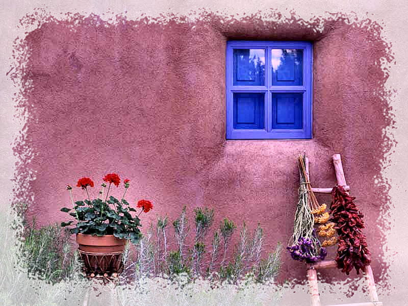 Home Window 1, art, window, painting, herbs, flowers, ladder, artwork, HD wallpaper