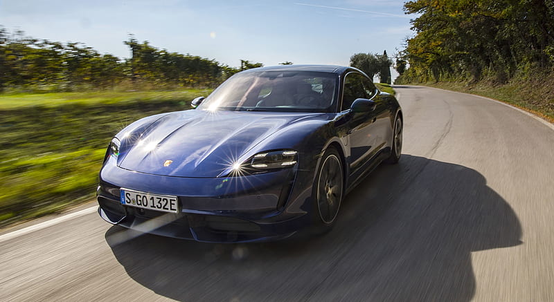 2020 Porsche Taycan Turbo (Color: Gentian Blue Metallic) - Front Three ...