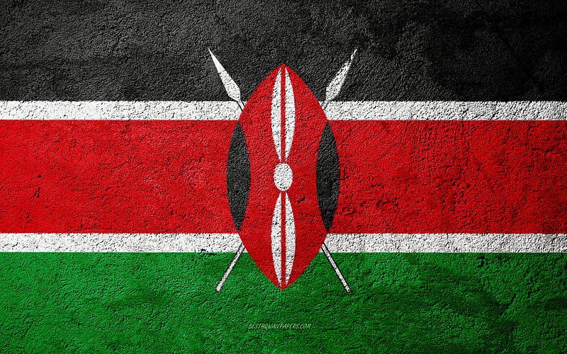 Flag of Kenya, concrete texture, stone background, Kenya flag, Africa, Kenya, flags on stone, HD wallpaper