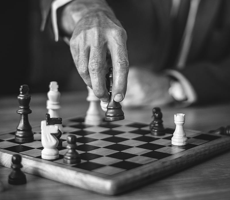 Chess, monochrome, strategy, mind game, hand, Others, HD wallpaper