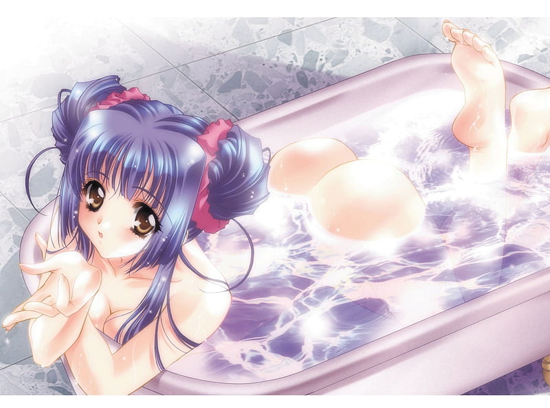 Anime Girl, bath, sexy, girl, anime, HD wallpaper