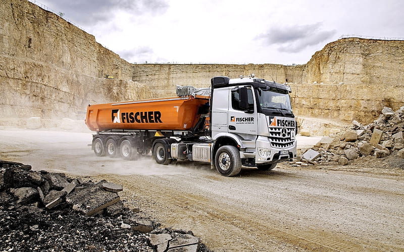 2015, trucks, quarry, dump truck, mercedes-benz arocs, machinery, HD wallpaper