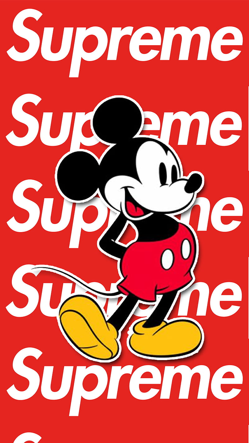 Mickey Mouse Supreme, 2018, cool, dope logo, HD phone wallpaper